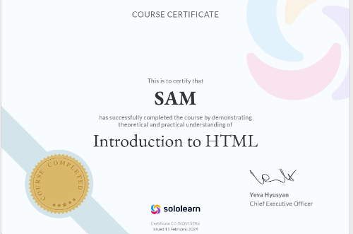 HTML Certificate